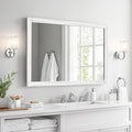 White Wood Effect Framed Wall Mirror, 24x36 Rectangle Mirror, Anti-desilvering Tempered Glass, Sustainable& Sturdy Frame, Anti-Rust, HD Reflection &3min Fast Setup for Bathroom Living Room