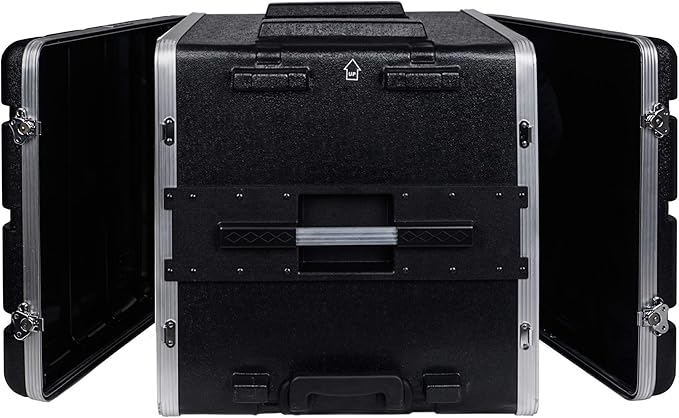 Sound Town Lightweight 10U PA DJ Rack/Road Case with 9U Rack Space, ABS Construction, 19” Depth, Retractable Handle, Wheels and Heavy-Duty Latches (STRC-A10UT)