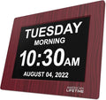 American Lifetime 【New 2023】 Dementia Clock Large Digital Clock for Seniors, Digital Clock Large Display with Custom Alarms, Clock with Day & Date for Elderly, Large Number Digital Clock Mahogany