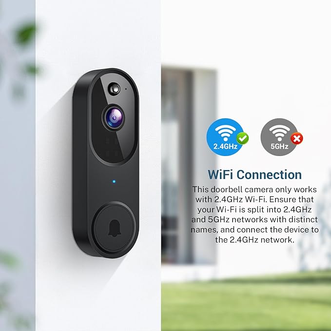 GridTera Smart Video Doorbell Camera Wireless, AI Human Detection and Instant Alerts, Night Vision, 2-Way Audio, Battery Powered, Cloud Storage Sold Seperately, 2.4G WiFi (Chime Included)