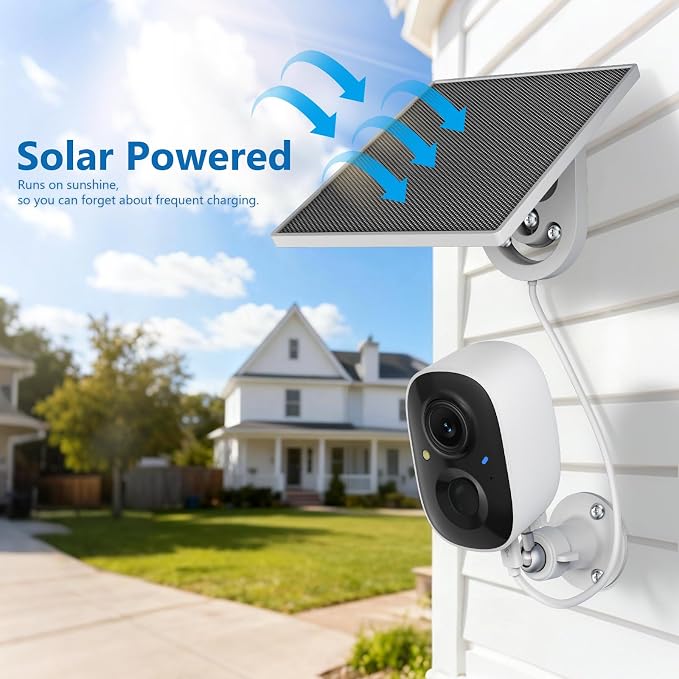 2K Security Camera Wireless Outdoor, Solar Powered WiFi Cameras - Image 2