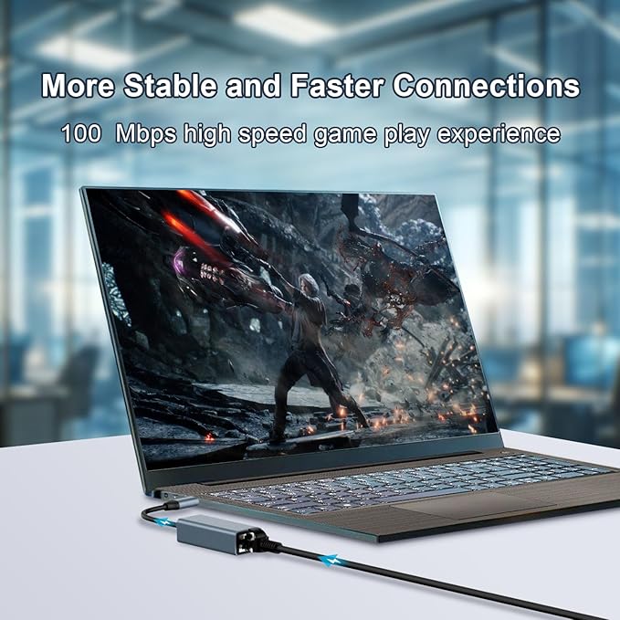 USB C to Ethernet Adapter, Driver Free RJ45 to USB C, 100Mbps Type-C Ethernet - Image 6