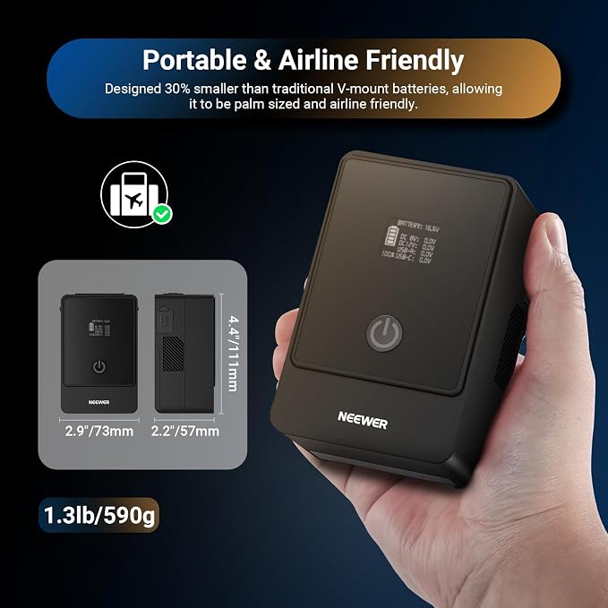 Neewer Mini V Mount Battery 6800mAh 99Wh, Two Way 100W USB C PD 3.0 Fast - Image 5