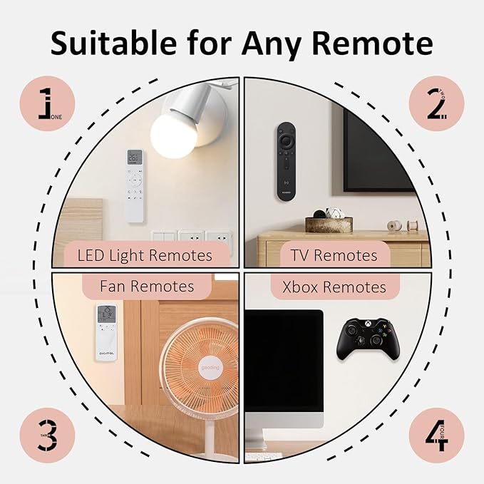 Vaszu Remote Control Holder Magnetic Wall Mount Self-Adhesive, 6 Pack Upgraded Silicone Remote Organizer Storage 360° Rotation Wall Holder for Home Office TV, Fan and Air Conditioner Remote Control