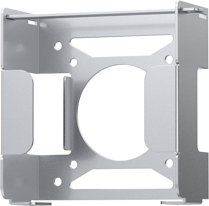 Fasgear Mac mini M4 Vesa Mount Pure Aluminum, Under Desk Mounting Bracket for Monitors with Anti-Theft Function, Metal Wall Mounted VESA Compatible with Mac mini M4 Pro 2024(Silver)