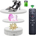 JAYEGT 3in 1 Motorized Rotating Display Stand with 5.74/7.08/8.66 inch Replacement Cover，Max 22lbs Load, 360 Electronic Turntable for Photography Products (3 in1 / White/with Remote Controller)