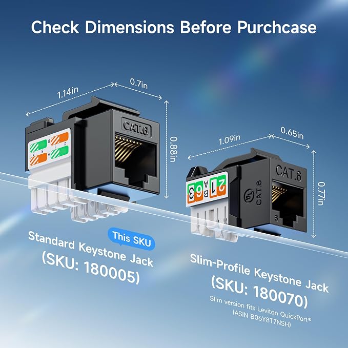 Cable Matters 25-Pack 10Gbps Cat6 Keystone Jacks, RJ45 Keystone Jack, Ethernet - Image 3