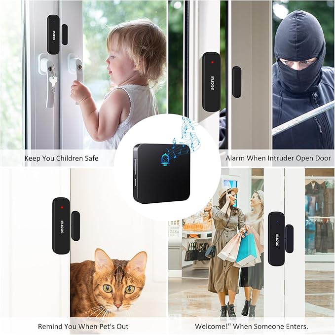 SECRUI Wireless Door Chimes When Door Open Entry for Business/Home/Office/Store Door Ringer Alert Buzzer Alarm with - 1 Receiver 3 sensors