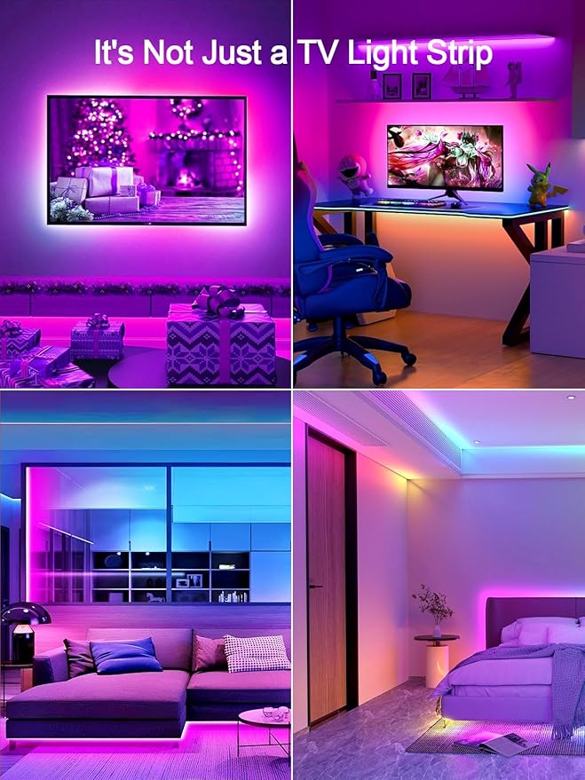 KANTUTOE TV LED Lights, 11.5ft LED Lights for 32-55 Inch TV, RGB TV Backlight Behind with Remote, Music Sync Bluetooth APP Control Strip Lights USB Powered for Bedroom, PC, Gaming Monitor