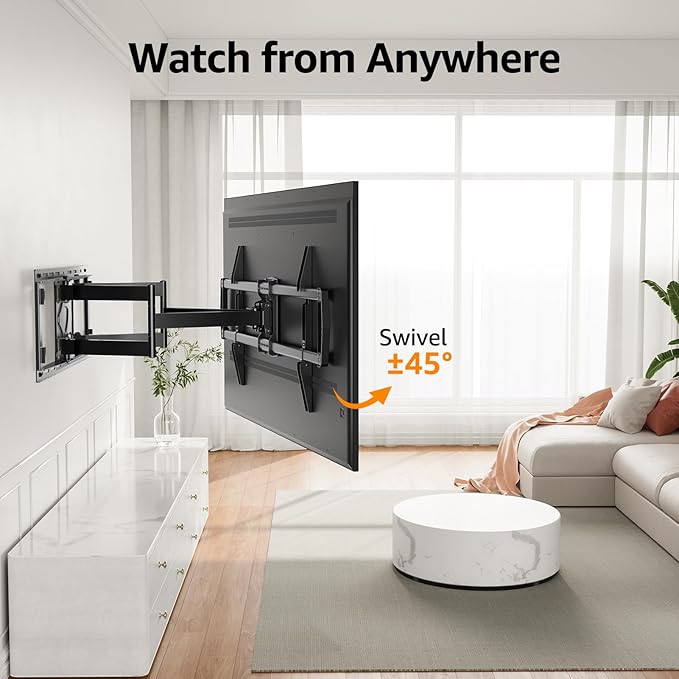 ELIVED Heavy Duty TV Wall Mount for Most 42"-90" TV Up to 200 LBS, Max VESA 800x400mm, Pre-Assembled Wall Mount Bracket, Full Motion Swivel tv Mount Fits 24"/18"/16" Wood Studs, YD3028