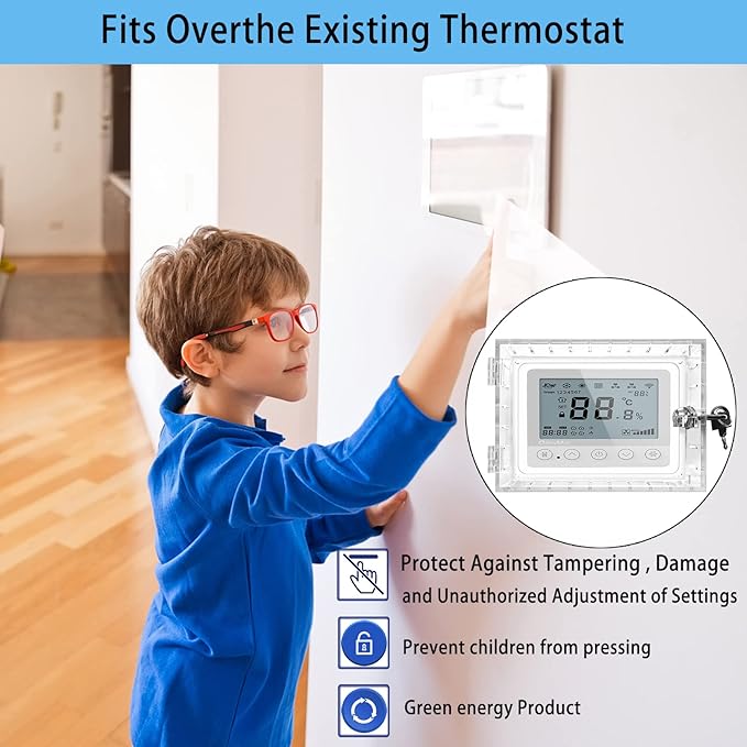 Young Dance Universal Thermostat Lock Box with Key,Clear Large Thermostats Guard for Thermostat on Wall,Thermostat Cover Fits Thermostats 6.5" H x 4.72" W x 1.97" D or Smaller (1 Set)