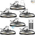 ACOHOOK Smart 250W LED High Bay Light 37500lm Commercial Bay Lights with Remote Control(Supports Normal Mode & Motion Sensor Mode) AC100-277V ETL UFO Light-6Pack