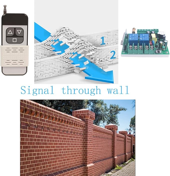Motor Wireless Remote Control Switch AC 85V 110V 220V 250V 10A High Power Door Electric Curtain Remote Forwards Reverse, Wide Voltage 85V-250V 433MHz RF Remote Control Relay ON/OFF (2X Control 433MHz)