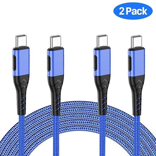 Durcord USB C to USB C Cable, 2Pack 60W 6ft USB C Charger Cable Fast Charging, Type C to Type C Charger Braided Compatible with iPhone 15/Samsung/Android/Phone/Pad/MacBook/Pro/Plus/Max etc. Blue