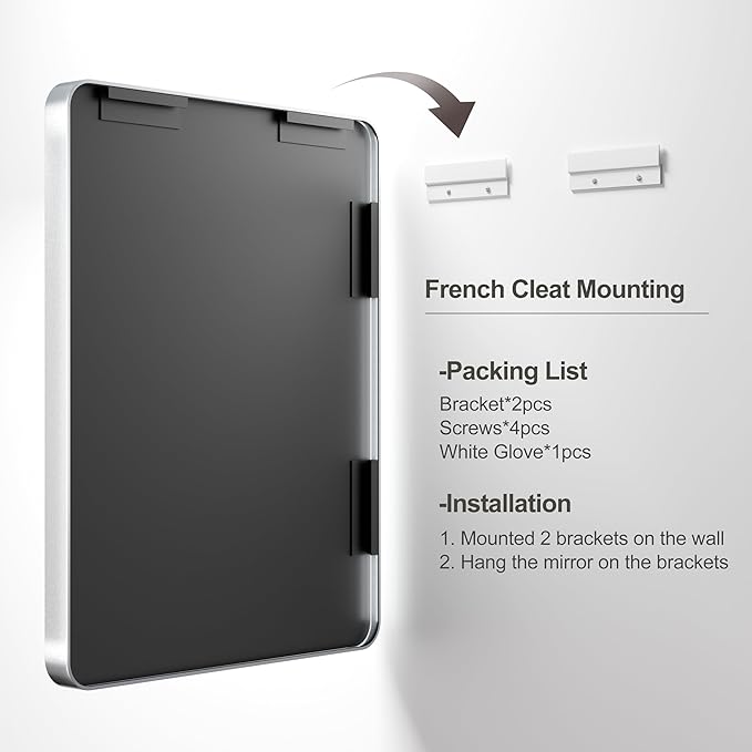 44x36 Inch Silver Framed Mirror, Silver Bathroom Vanity Mirror for Wall, Brushed Nickel, Rounded Rectangle Mirror, Shatterproof, Anti-Rust (Horizontal/Vertical)