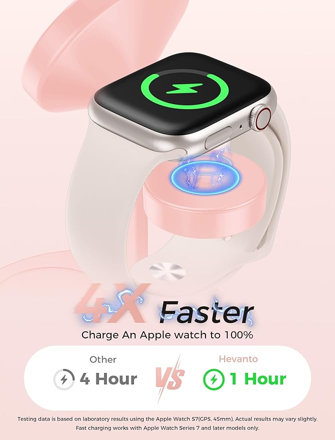 Hevanto 2025 3 in 1 Wireless Charging Station for Apple MagSafe Charger, 15W Fast Mag-Safe Charger Stand for iPhone 17 16 15 14 13 12 Apple Watch AirPods Compatible with MagSafe, Pink