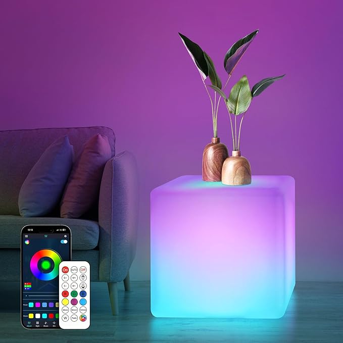 LOFTEK 12-inch Smart Cube Lights: RGBW 16 Million Colors Changing Floor Lamp with APP, Music Sync & Timer NightLights for Living Room Bedroom Game Atmosphere(Corded Electric)