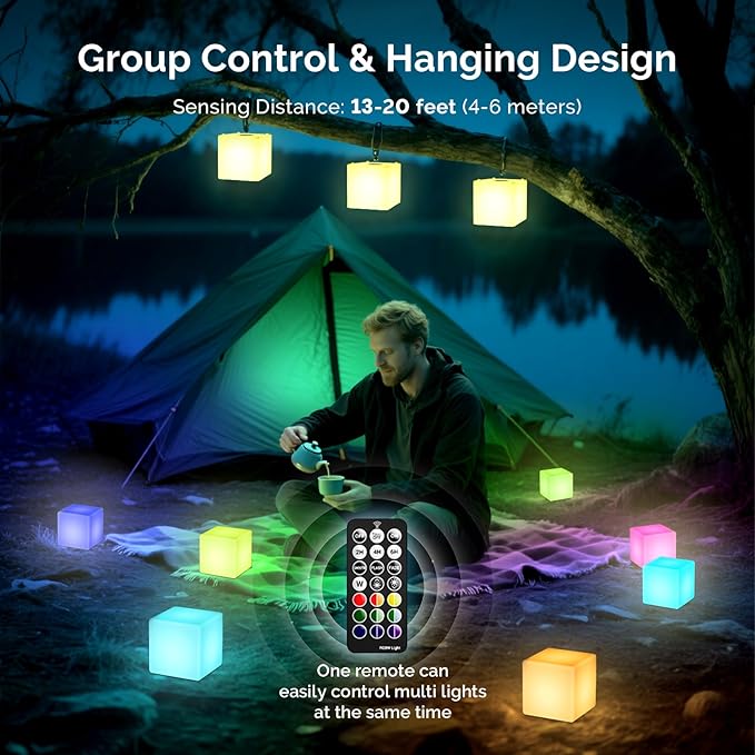 LOFTEK 4-inch LED Cube Lights: RGB 16 Colors Tesseract Cube, Cosmic LED Mood Lamp with Remote Control, IP65 Waterproof Rechargeable Bedside Lamp Night Lights for Kids Nursery Toys Gift