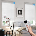 COOLWINDS Motorized Blinds with Remote Cordless Automatic Motorized Shades Custom Blinds for Windows Smart Curtains Compatible with Alexa Google Home(Blackout Jacquard White,W26 x H72in)