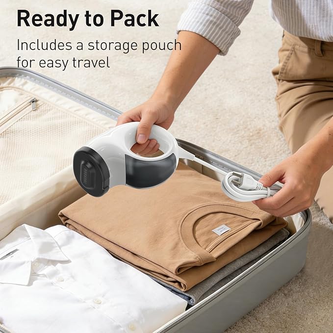 STEAVOX Vacuum Steamer for Clothes – Handheld Clothes Steamer with 2800Pa Suction & 25s Heat-Up – No-Drip Garment Steamers – Suction Steam Iron Alternative – Compact Steam Travel Iron with Base & Bag
