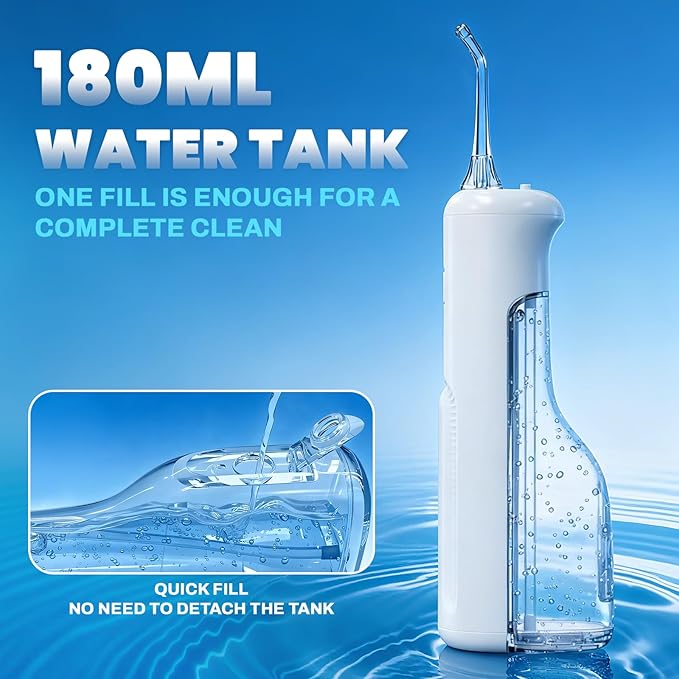 Now Bird Water Dental Flosser Teeth Pick: Portable Oral Irrigator, 3 Modes Cordless Water flosser,Battery Operated, IPX5 Waterproof Flossing Machine for Teeth Cleaning for Travel Home - White