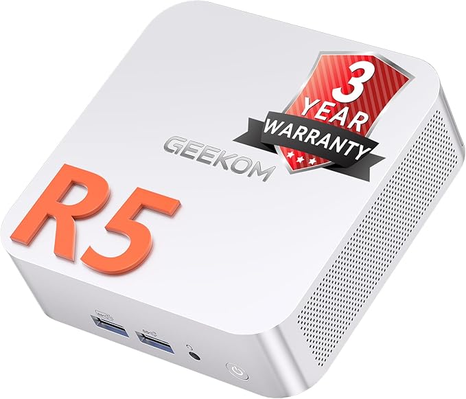 GEEKOM [2026 Corporate Bulk Choice Mini PC A7 with AMD Ryzen 5 7535HS 16GB DDR5 & 1TB SSD(Expandable) Windows 11 Desktop Mini Computers for Office,8 Premium Quality Supports|USB4|8K|SD