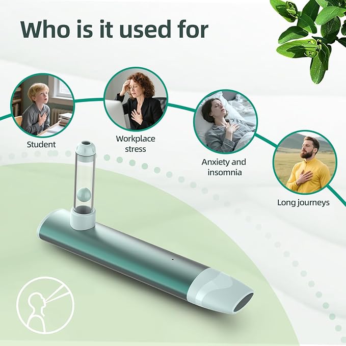 Portable Breath Balancer: Quit Smoking Gadget & Anxiety Relief Item. Quick 3-Minute Decompression, Sleep Aid, Focus Enhancer. Sports Recovery & Corporate/Family Wellness Gift. (Light Green)