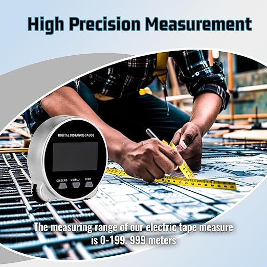 Digital Measuring Wheel USB Rechargeable 652.8ft/199m High Precision Measurement with LCD Display Portable Smart Distance Measurer for Flat Curved Diameter Irregular Surfaces