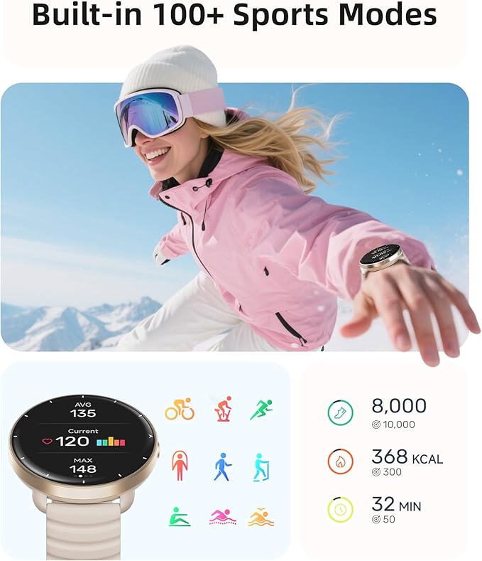 Parsonver Smart Watch for Swimming, 5ATM Waterproof Watch for Pool & Open Water, AI Swim Analysis, Built-in GPS & Compass, AMOLED Fitness Tracker 100+ Sport Mode, Heart Rate Sleep Monitor, French Grey