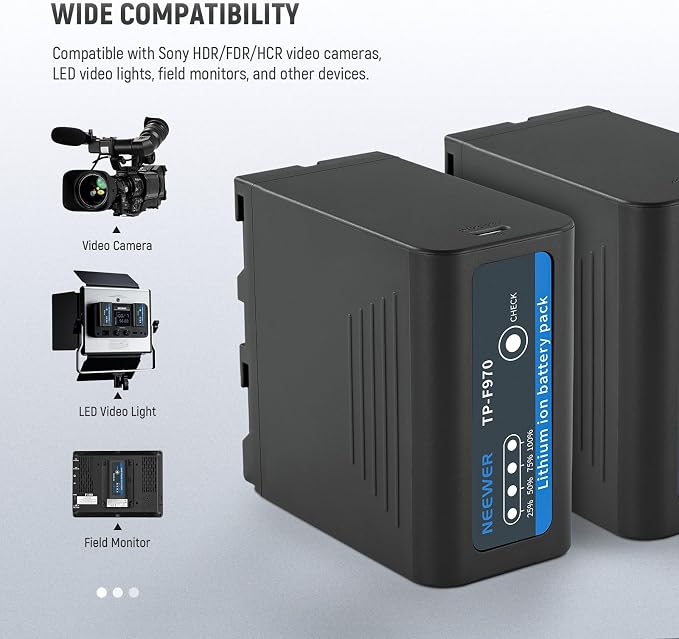 Neewer 2Pcs NP-F970 Replacement Battery, 7800mAh Rechargeable USB C, Compatible - Image 4