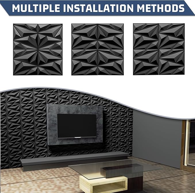 20 Pack 3D Textured Wall Panels – 12x12'' PVC Wall Coverings – Easy Install, Waterproof – Modern Accent Wall Decor for Living Room, Bedroom, Game Room – Covers 20 Sq.Ft.