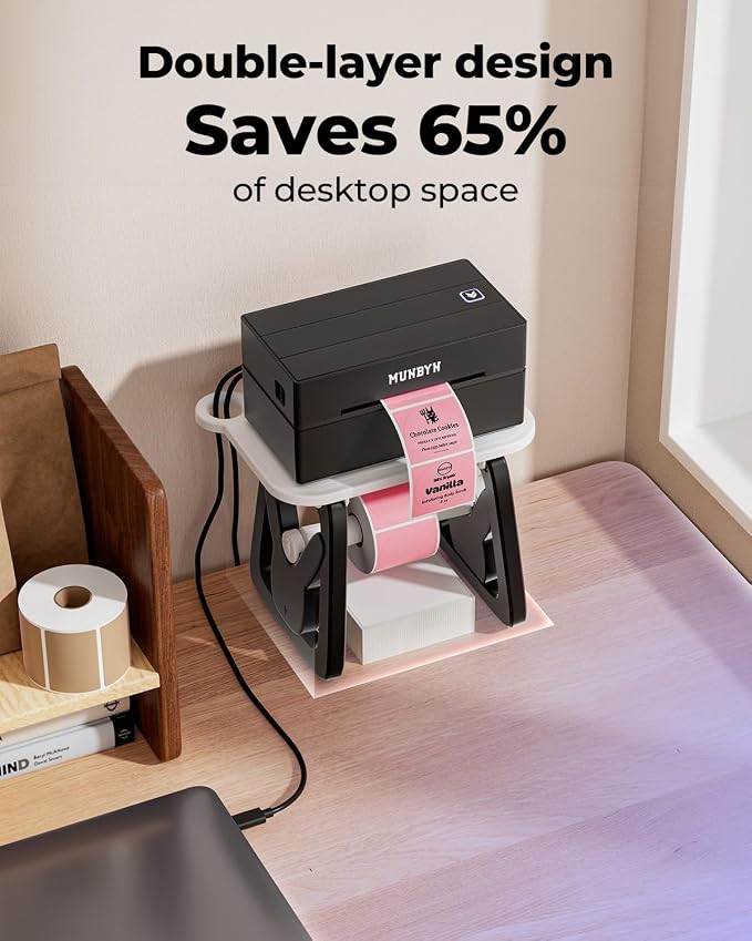 MUNBYN Thermal Label Holder for Rolls and Fanfold Labels, Label Roll Holder for - Image 2