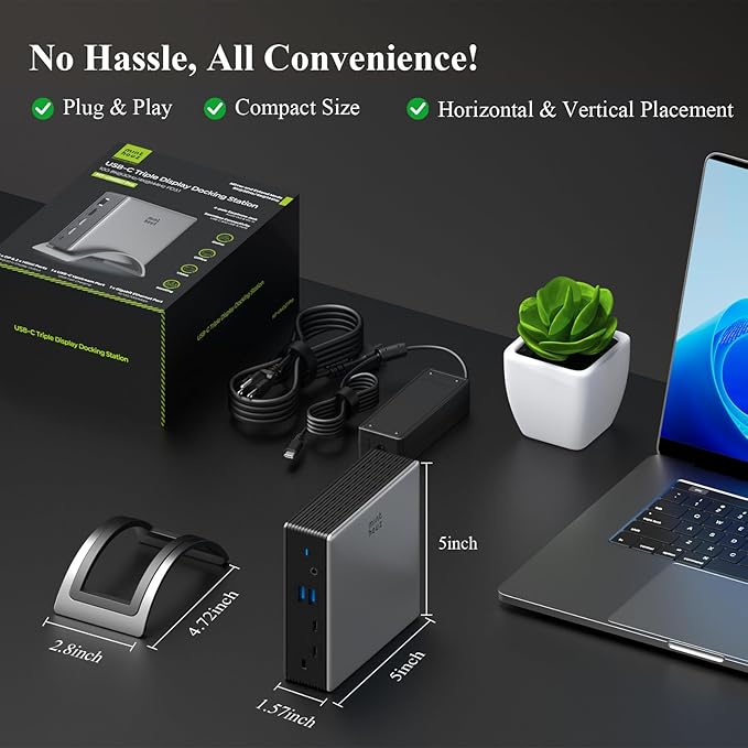 USB C Docking Station, Minthouz PD3.1 Docking Station 3 Monitorswith 4K@144Hz 2*HDMI+DP 140W PD Charge,USB-C 10Gb,2*USB-A 5Gbps, Gigabit Ethernet, Audio/Mic for Chrome OS & Windows