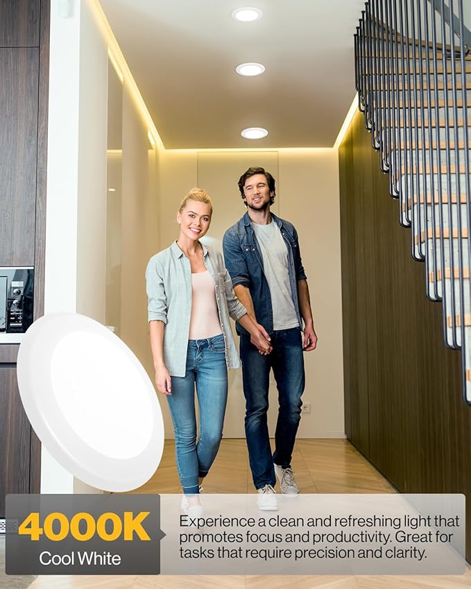 Sunco 48 Pack LED Disc Lights Ceiling 6 Inch, Flush Mount Disk Light, Recessed Can Lighting, 1050 LM, 15W (75W Equivalent), 4000K Cool White, Dimmable, Damp Rated ETL.