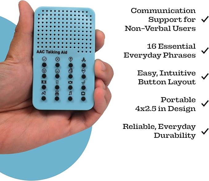 AAC Non Verbal Communication Device for Autism, Speech Therapy, & Stroke Rehab, Tools for Autism Talking Aids with 16 Phrases - Autistic Toys for Kids and Adults