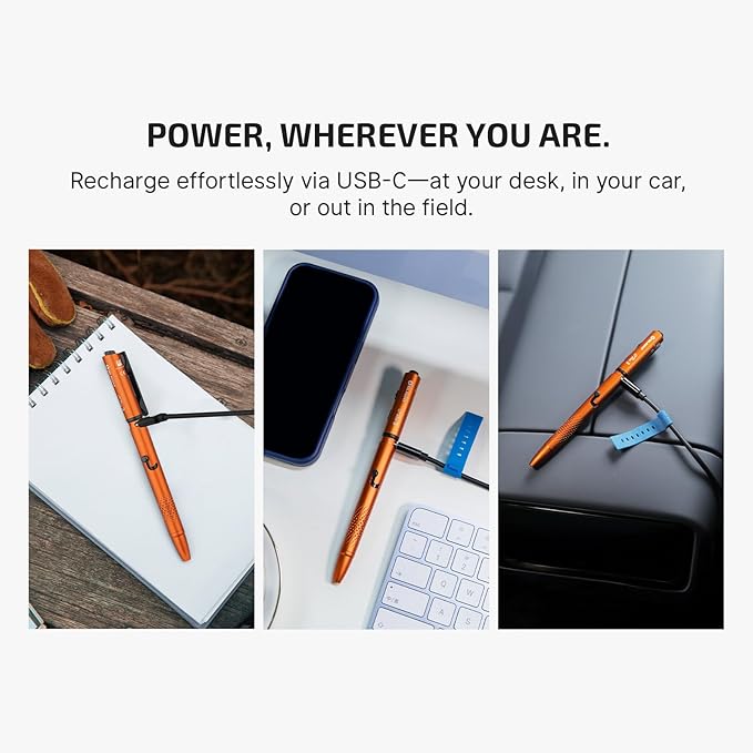 OLIGHT O'Pen 3 EDC Pen Light,120 Lumens with Green Beam, Red and White, USB-C Rechargeable LED Flashlight for Office, Writing, Presentation, Outdoor Uses, Professional Business Gift(Orange)