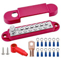 1/4" Stud Power Distribution Block Bus Bar with 12 x #8 Screws, Ampper 5.3" 12V 150A Marine BusBar Battery Distribution Block Kit W/Cover for Car Boat Solar (Red)