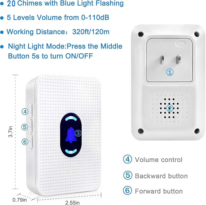 Daytech Wireless Caregiver Pager Call Button Elderly Nurse Alert System for Elderly Monitoring/Seniors with 2 SOS Call Panic Buttons & 2 Watch Pagers, 500+Feet 3 Receivers