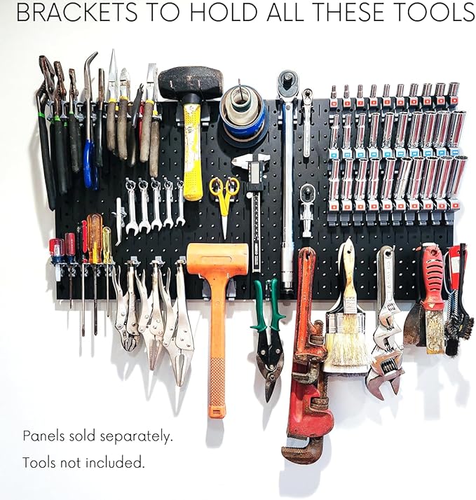 TROPEK 71-Piece Bracket Kit | Compatible with Wall Control | Assorted Hooks to hangscrewdrivers sockets Pliers Hammers Calipers Merchandise Scissors Paint Brushes for Tool Wall Organization