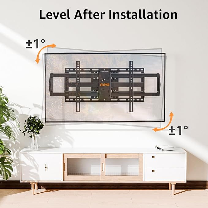 ELIVED Heavy Duty TV Wall Mount for Most 42"-90" TV Up to 200 LBS, Max VESA 800x400mm, Pre-Assembled Wall Mount Bracket, Full Motion Swivel tv Mount Fits 24"/18"/16" Wood Studs, YD3028