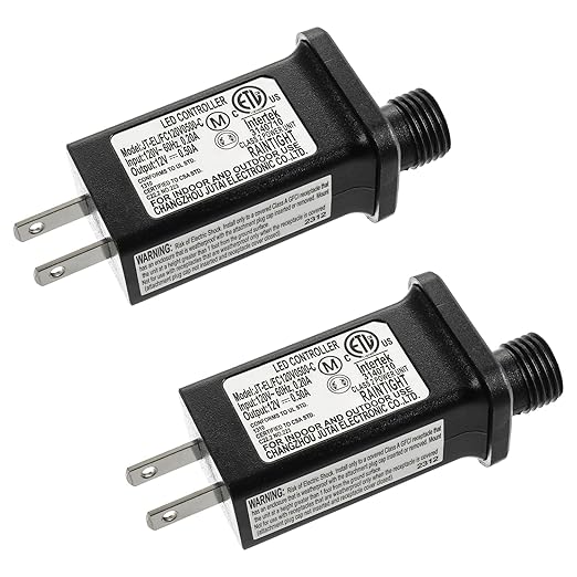 SIGANDG 12V 6W LED Transformer Replacement Class 2 Power LED Controller with 8 Modes Supply for Christmas String Light Inflatable Decorations IP44 Waterproof Low Voltage Transformer(2 Pcs)