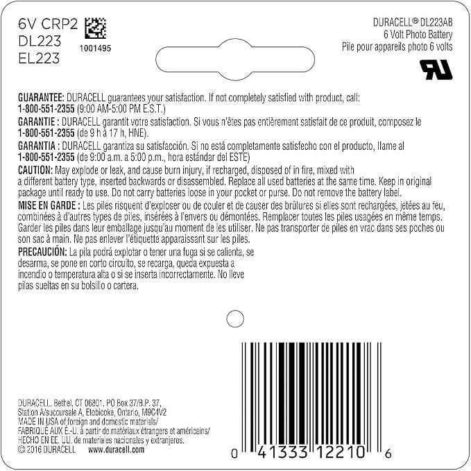 Duracell 223-6V Lithium-Battery, 223 6 Volt High Power Ultra Lithium-Battery - Image 2