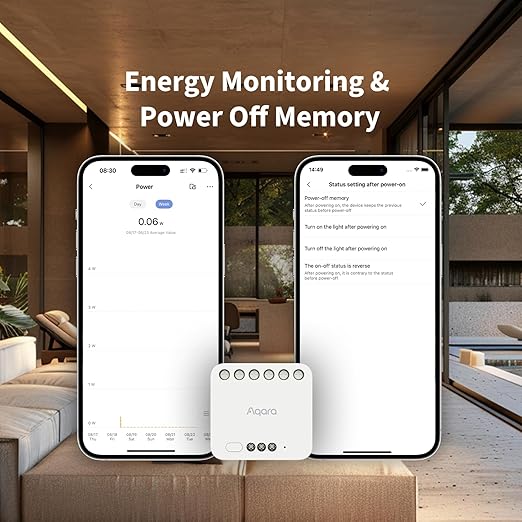 Aqara Dual Relay Module T2,Smart Relay Switch Dry Contact Mode for Garage Doors and Boilers,Light Switch Roller Shade Switch,Supports Homekit and Alexa,Requires a Neutral Line and Aqara Zigbee 3.0 Hub