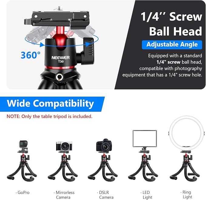 NEEWER Camera Tripod with Remote, Mini Flexible Vlog Phone Tripod Stand with - Image 2