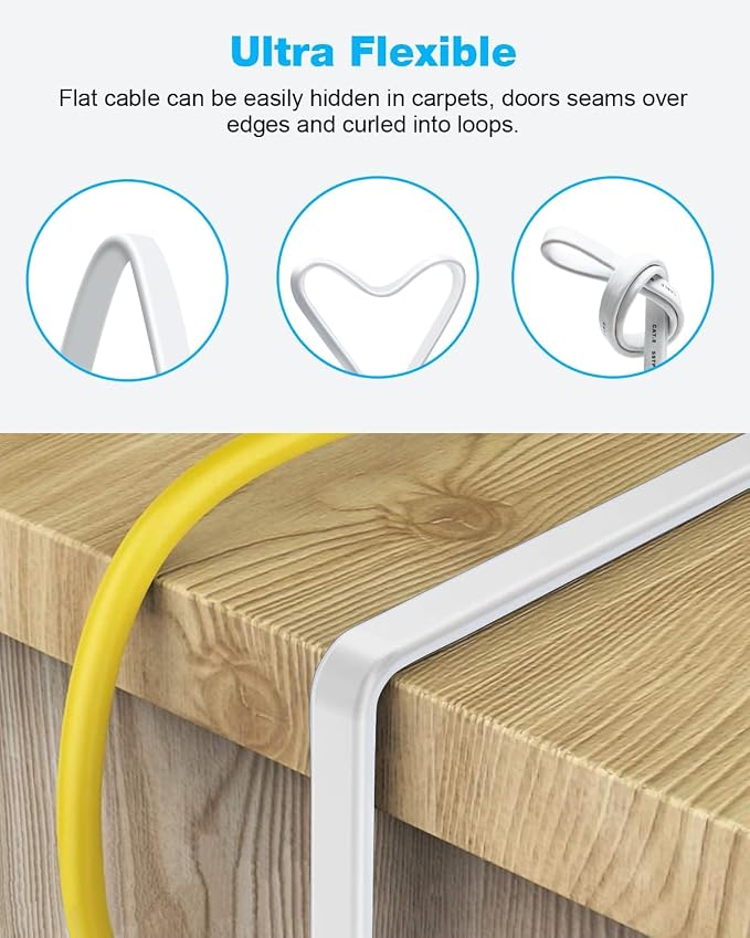 DDMALL CAT 8 Ethernet Cable 3ft, High Speed 40Gbps 2000MHz Flat CAT8 Patch Cord - Image 5