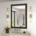 SMIROR Matte Black Bathroom Mirror for Over Sink 24x 36 inch, Metal Thick Frame Rectangle Vanity Mirror for Wall, Anti-Rust, Horizontally or Vertically Mounted