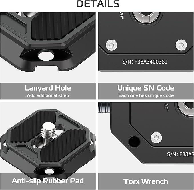 FALCAM F38 Quick Release Kit V1, Plate for DSLR/Mirroless Camera Compatible with Arca Swiss and Clamp for Tripod/Stablizer/Gimbal/Slider-2268
