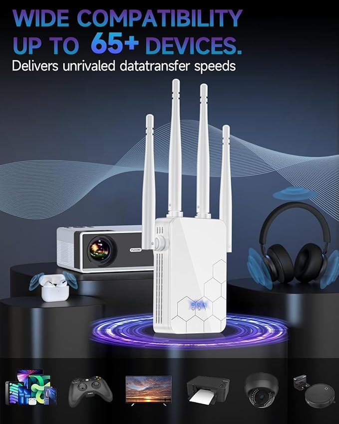 2026 WiFi Extender Internet Booster, 10000 Sq.ft Long Range Repeater Wireless Routers Amplifier, Mesh Wi-Fi 80% Faster | Broader Than Ever, Support More Network Devices at Home, 1-Tap Setup