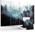 Wall Art Acoustic Panels,70''×47''Sound Absorbing Panels-8-Pack with 60 Adhesive Tabs, Panels for Living Room and Recording Studio, Offices-Foggy Nature Forest