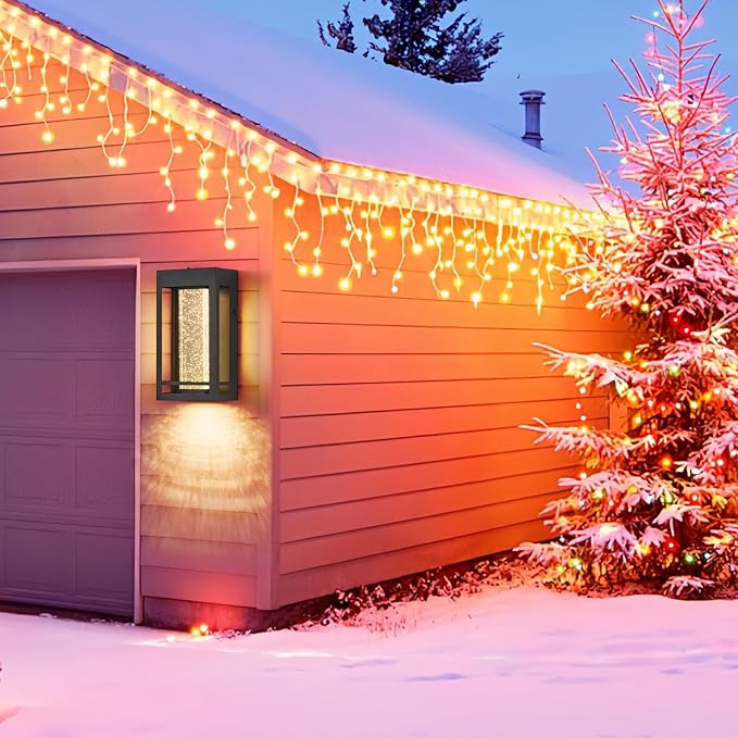 Myhaptim Dusk to Dawn Sensor Porch Lights, Crystal Bubble Exterior Lighting Fixtures, Modern Outdoor Wall Light, Outdoor Lighting Fixture for Porch, 2Pack